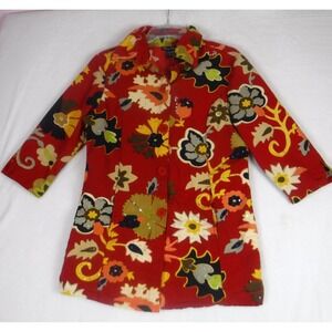 Vintage Women's Size 1X Candy Couture Button Jacket 3/4 Sleeve Red Floral Artsy